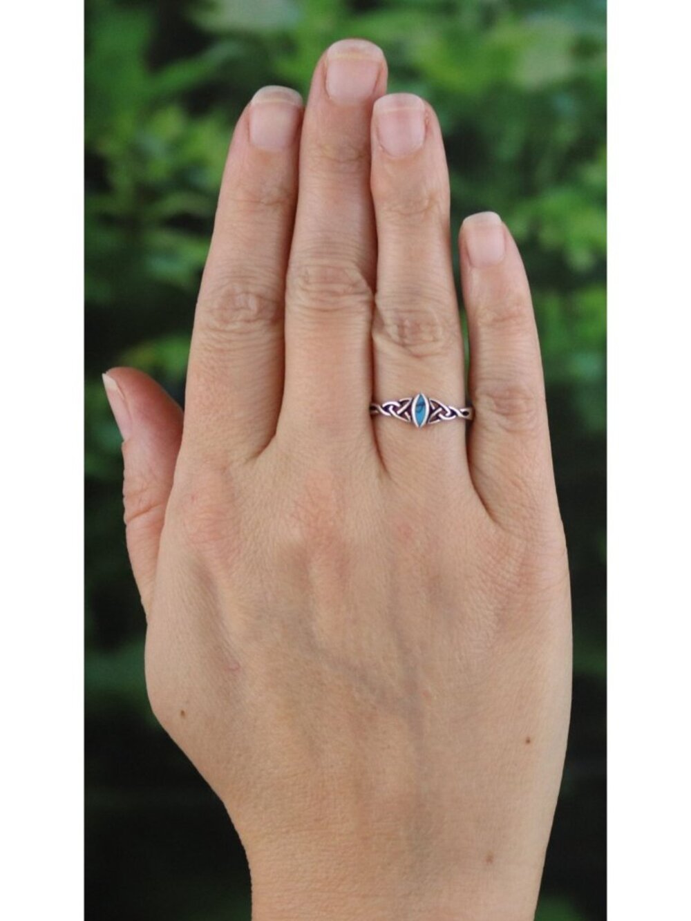 Sterling Silver Natural Turquoise Celtic Knot Ring Size 7 - Picture 3 of 7